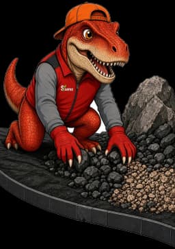 Sua-Rex, Suarez Lawn Services mascot, placing landscape rock